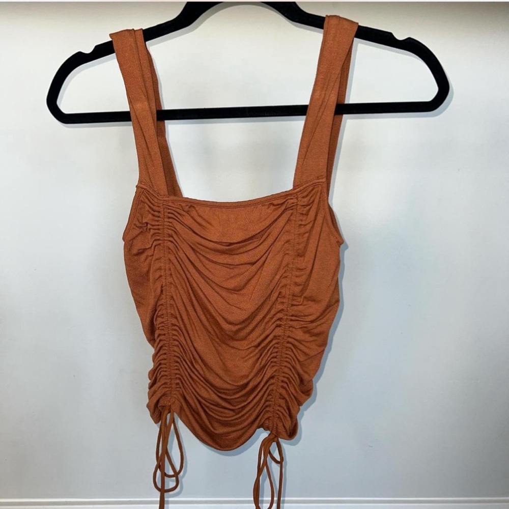 FREE PEOPLE: Rust Cropped Tank with Cinching